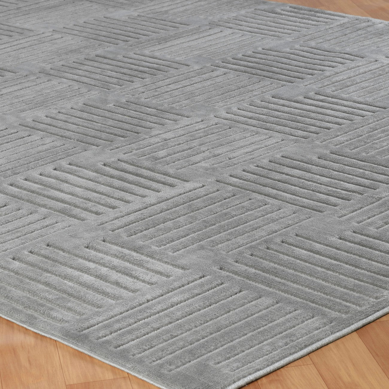 MIDORI Indoor & Outdoor Scandi Modern Grey Area Rug Corner