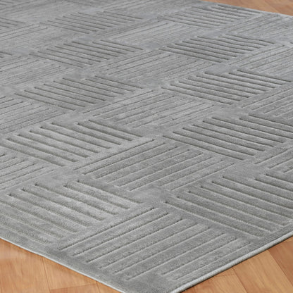 MIDORI Indoor & Outdoor Scandi Modern Grey Area Rug Corner