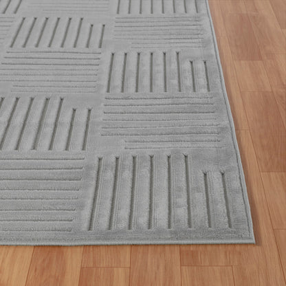 MIDORI Indoor & Outdoor Scandi Modern Grey Area Rug Front