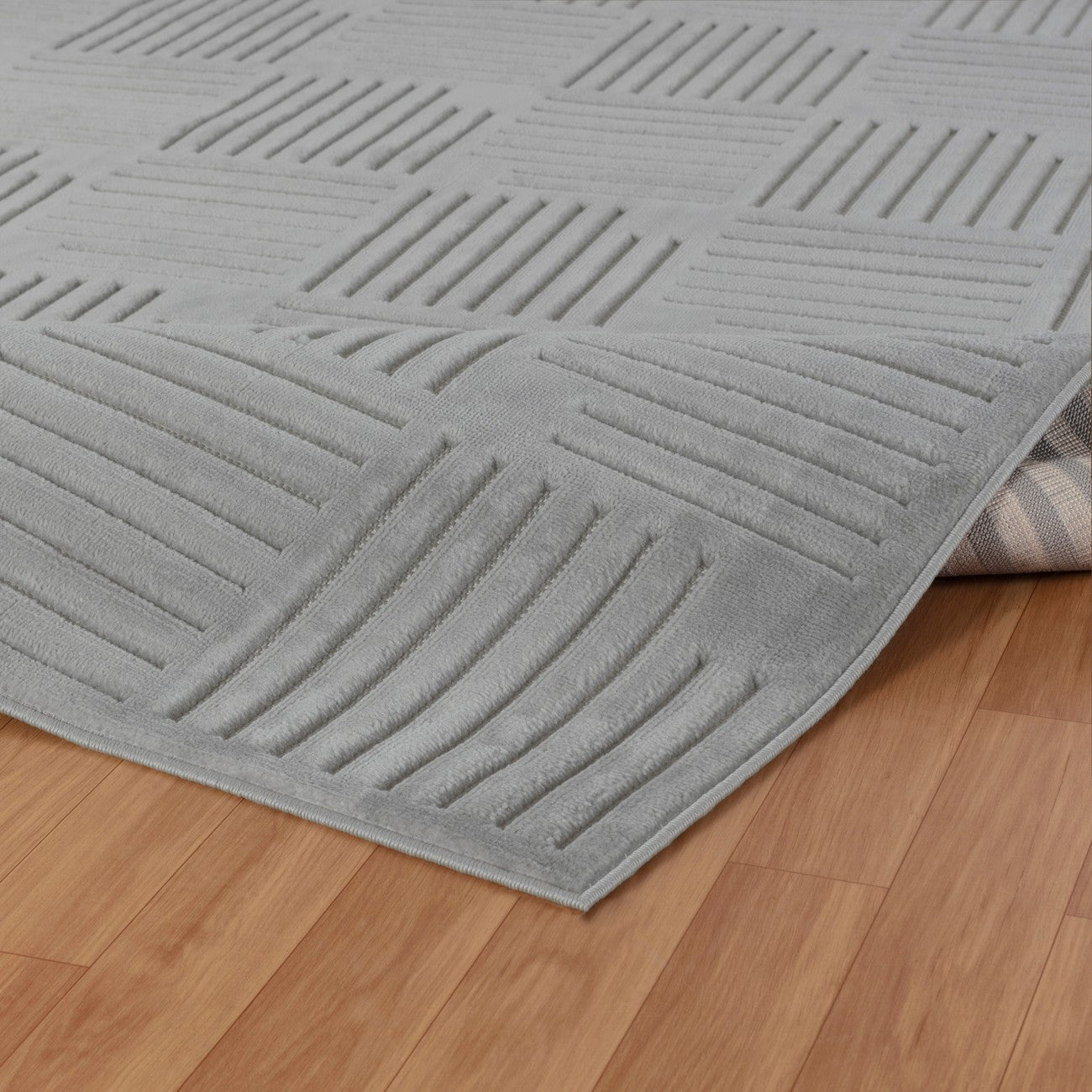 MIDORI Indoor & Outdoor Scandi Modern Grey Area Rug Fold