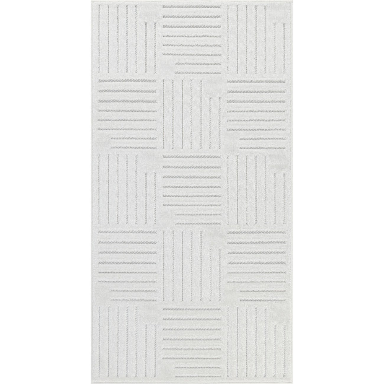 MIDORI Indoor & Outdoor Scandi Modern White Area Rug Flat