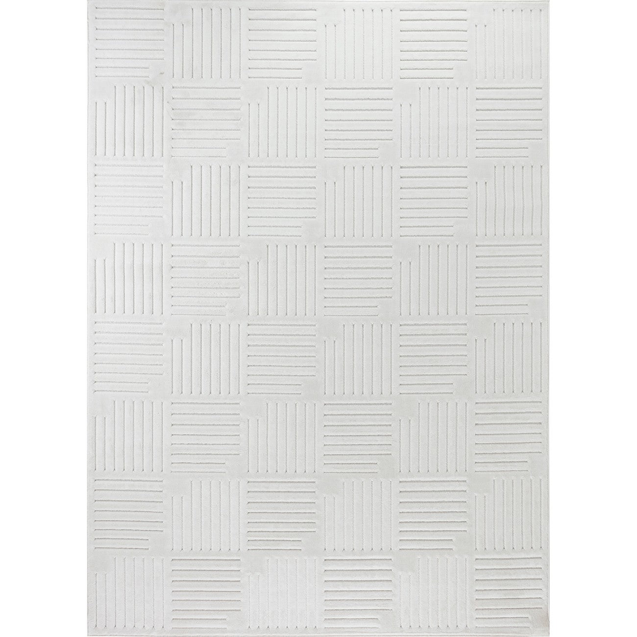 MIDORI Indoor & Outdoor Scandi Modern White Area Rug Flat