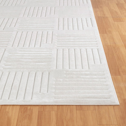 MIDORI Indoor & Outdoor Scandi Modern White Area Rug Front