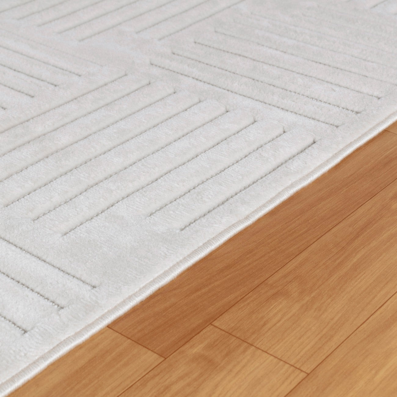 MIDORI Indoor & Outdoor Scandi Modern White Area Rug Texture