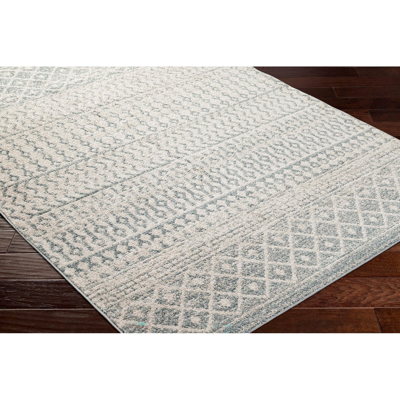 MILA Scandi Modern Boho Light Beige/Grey Area Rug Corner