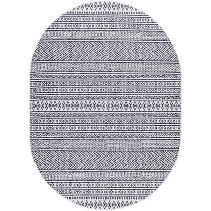 MIMI Outdoor Geometric Black Area Rug Flat