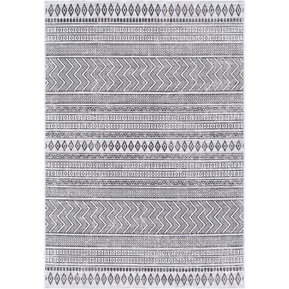 MIMI Outdoor Geometric Black Area Rug Flat