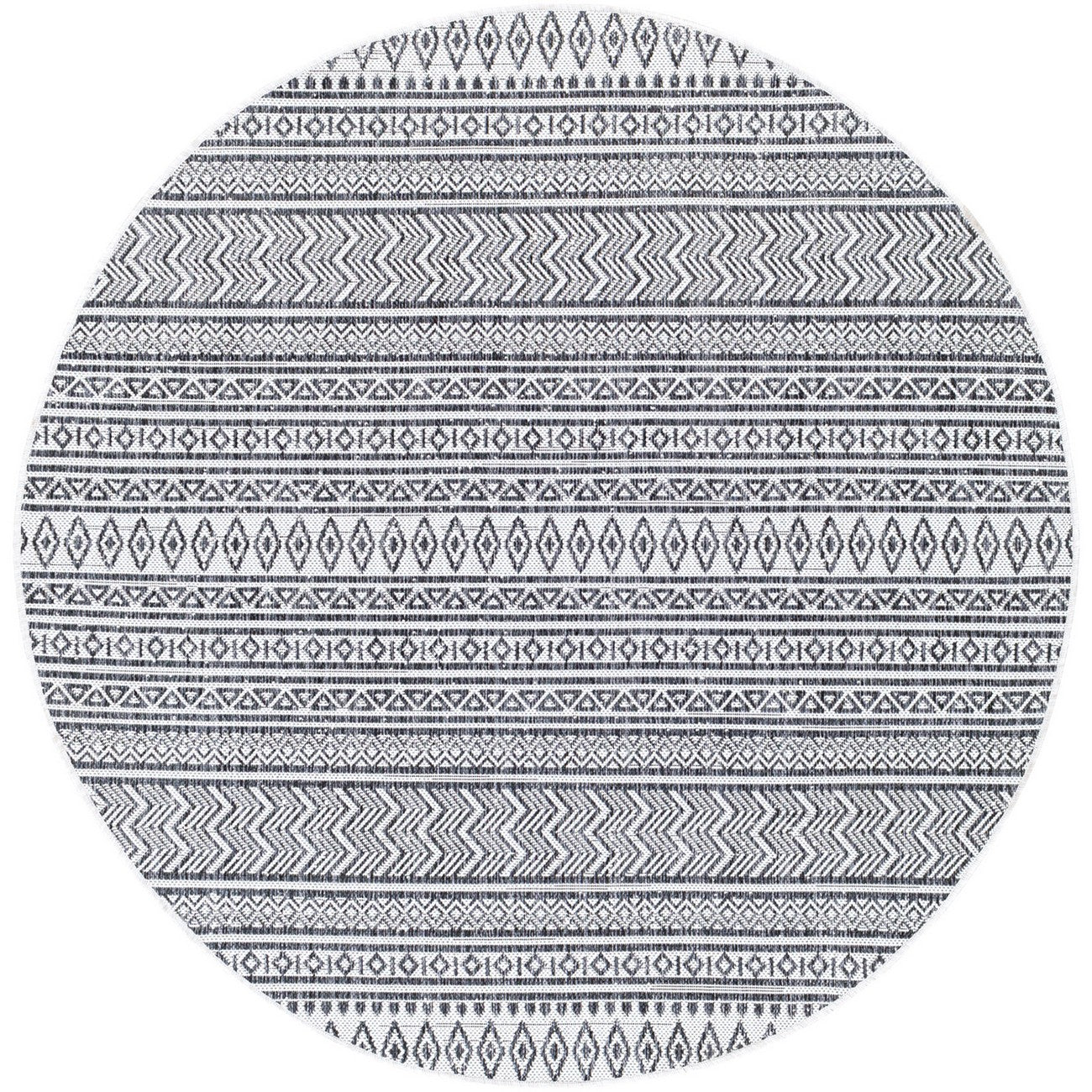 MIMI Outdoor Geometric Black Area Rug Flat