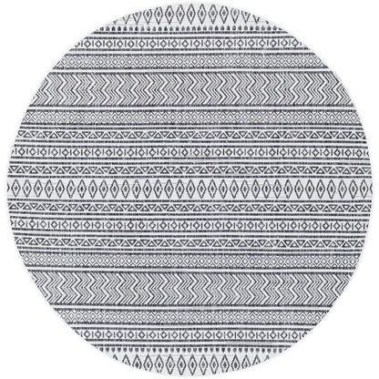 MIMI Outdoor Geometric Black Area Rug Flat