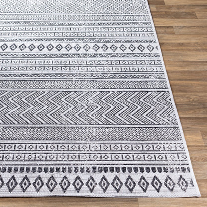MIMI Outdoor Geometric Black Area Rug Front