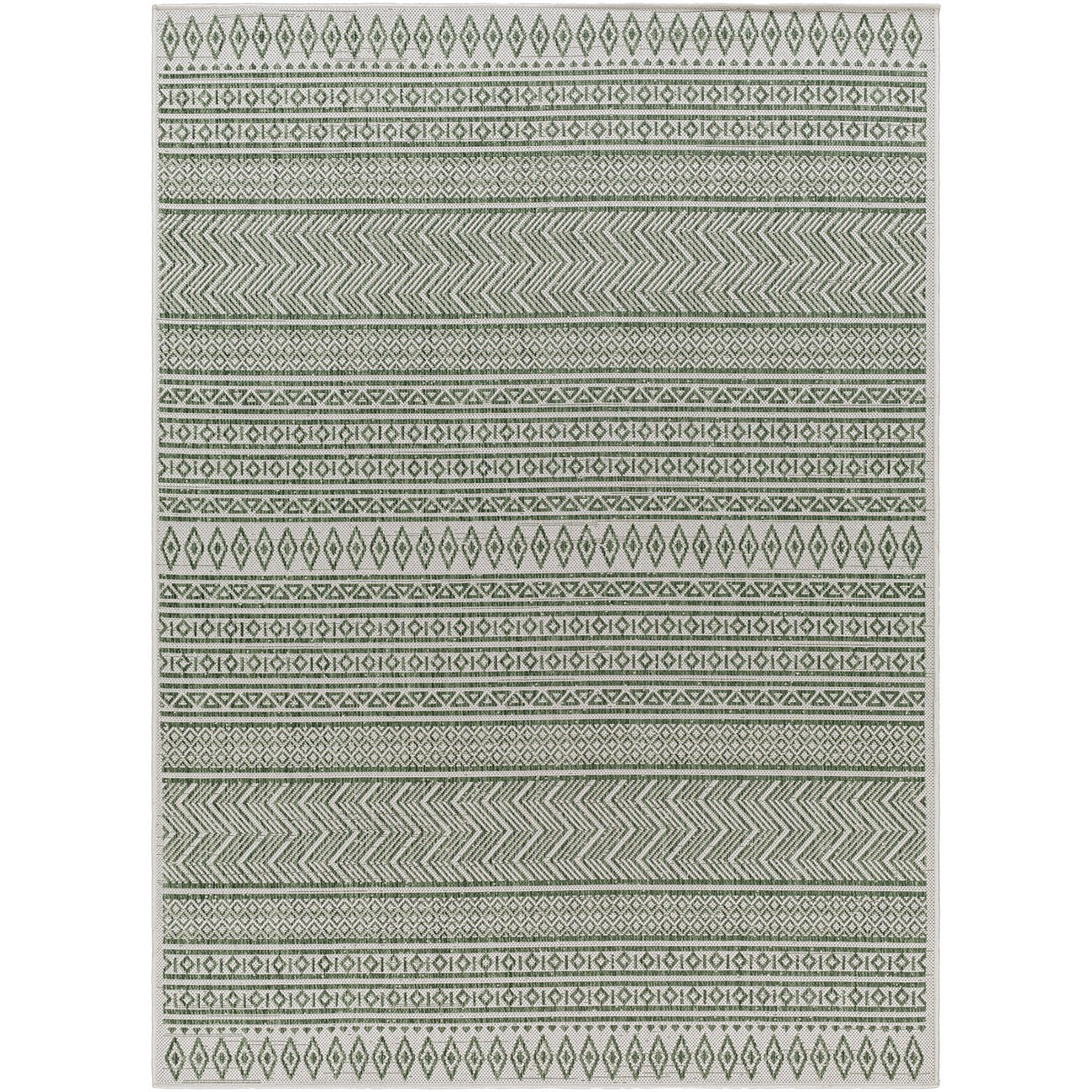 MIMI Indoor & Outdoor Global Olive Green/Beige Area Rug Flat