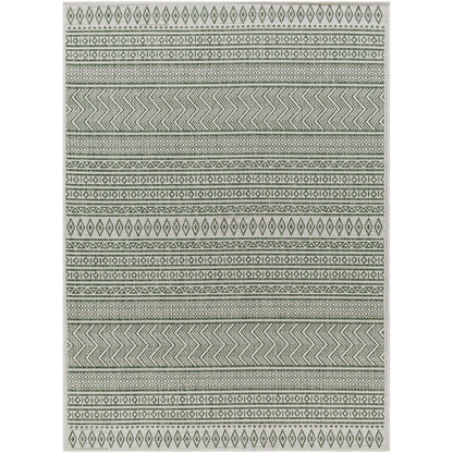 MIMI Indoor & Outdoor Global Olive Green/Beige Area Rug Flat