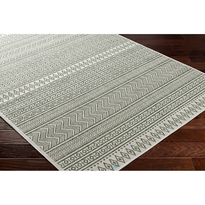 MIMI Indoor & Outdoor Global Olive Green/Beige Area Rug Corner
