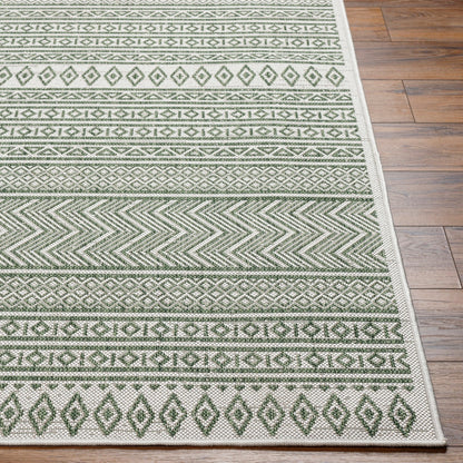 MIMI Indoor & Outdoor Global Olive Green/Beige Area Rug Front