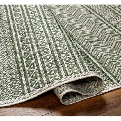 MIMI Indoor & Outdoor Global Olive Green/Beige Area Rug Fold