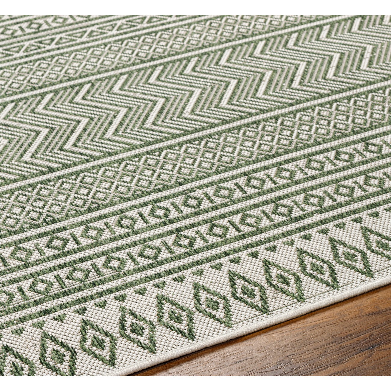 MIMI Indoor & Outdoor Global Olive Green/Beige Area Rug Texture