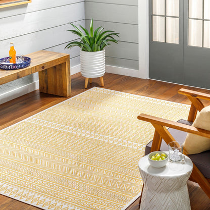 MIMI Indoor & Outdoor Global Saffron/Beige Area Rug Roomscene