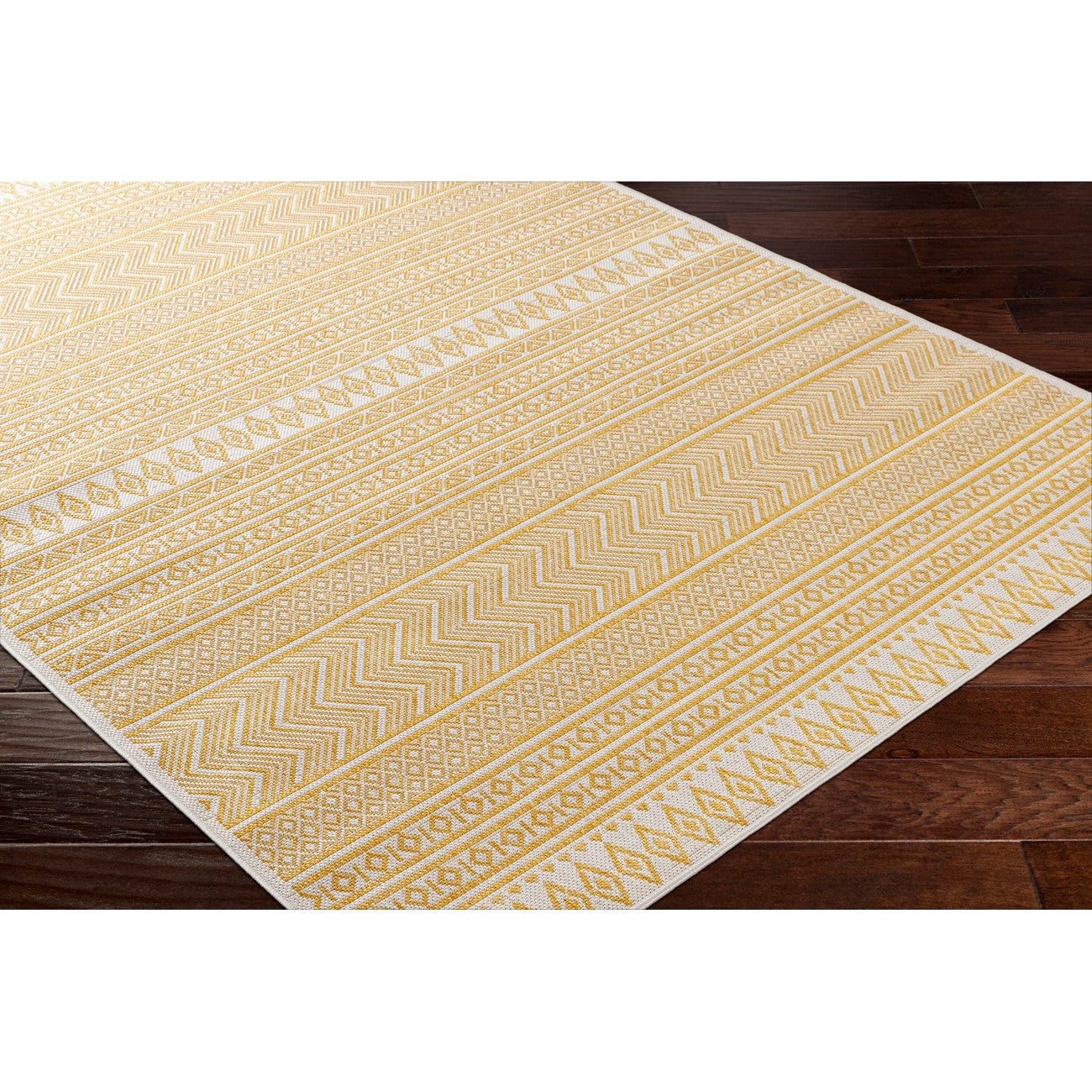 MIMI Indoor & Outdoor Global Saffron/Beige Area Rug Corner
