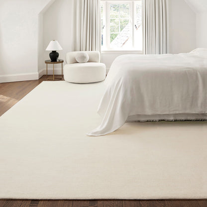 MITHILA Hand-Loomed Modern Wool Cream Area Rug Roomscene