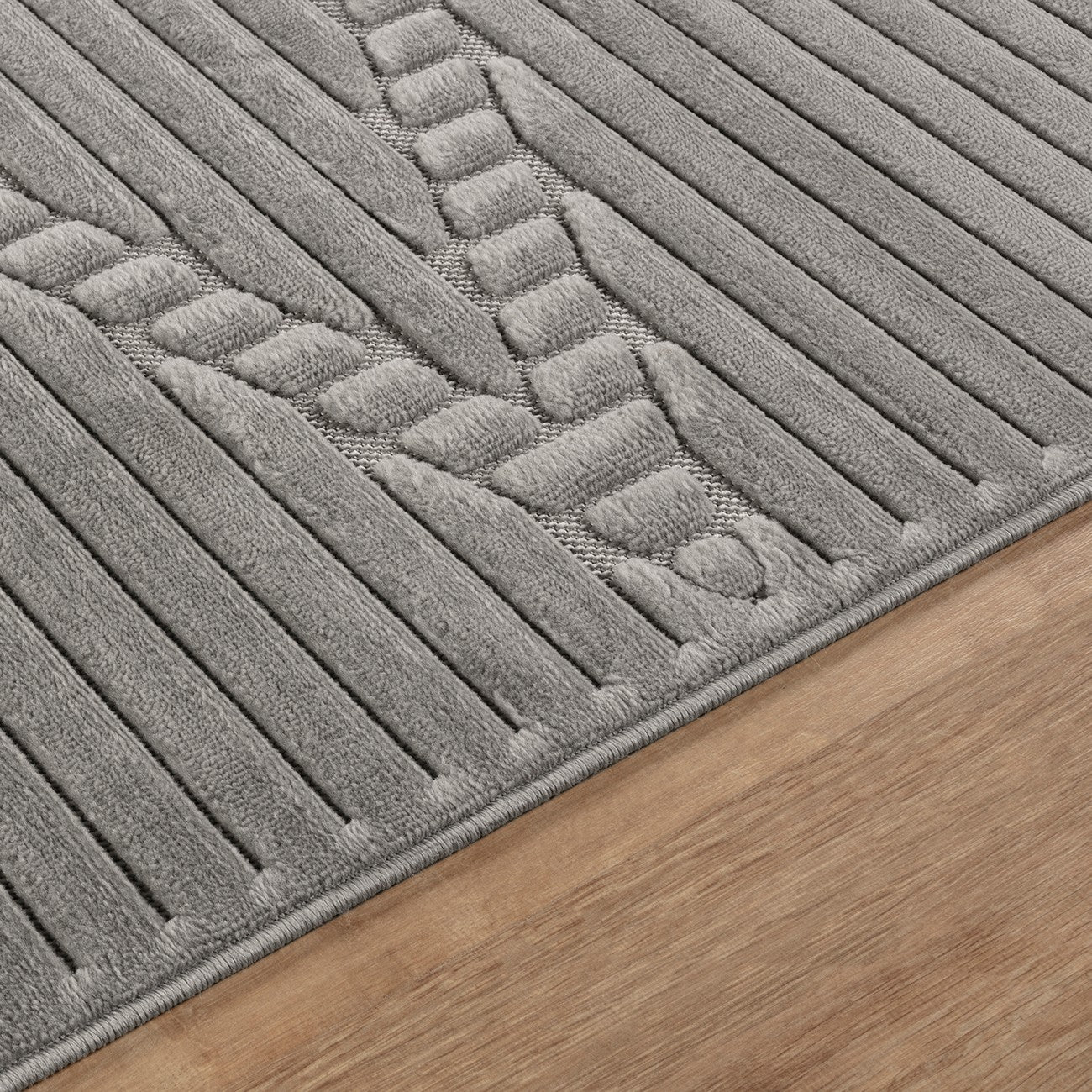 MITSUKO Indoor & Outdoor 3D High & Low Pile Textured Grey Area Rug Texture