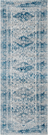 Neelam Vintage Oriental Boho Sky Blue/Light Grey/White/Navy Rug
