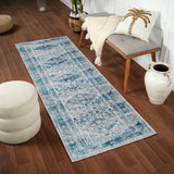 Neelam Vintage Oriental Boho Sky Blue/Light Grey/White/Navy Rug