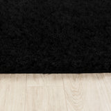 Soso Shaggy Solid Color Plush Pile Black Rug