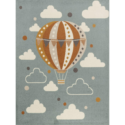 MONTY Modern Multicolour/Blue Kids Room Rug Flat