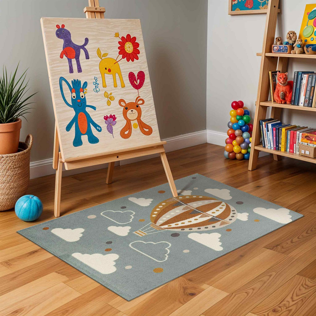 MONTY Modern Multicolour/Blue Kids Room Rug Roomscene
