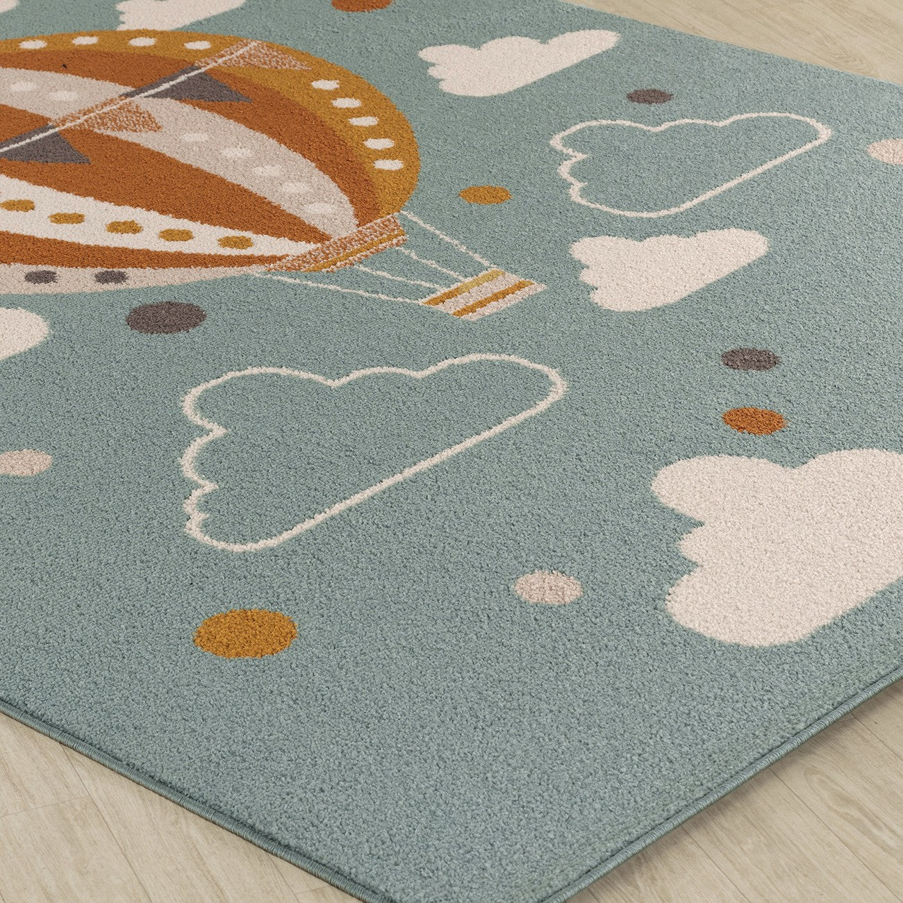MONTY Modern Multicolour/Blue Kids Room Rug Corner