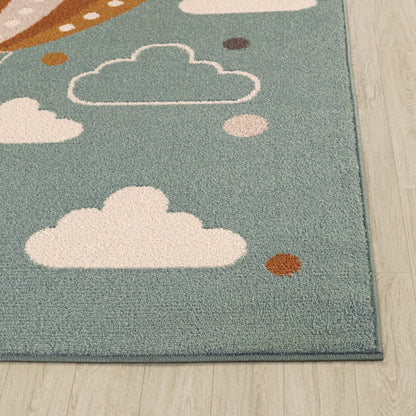 MONTY Modern Multicolour/Blue Kids Room Rug Front