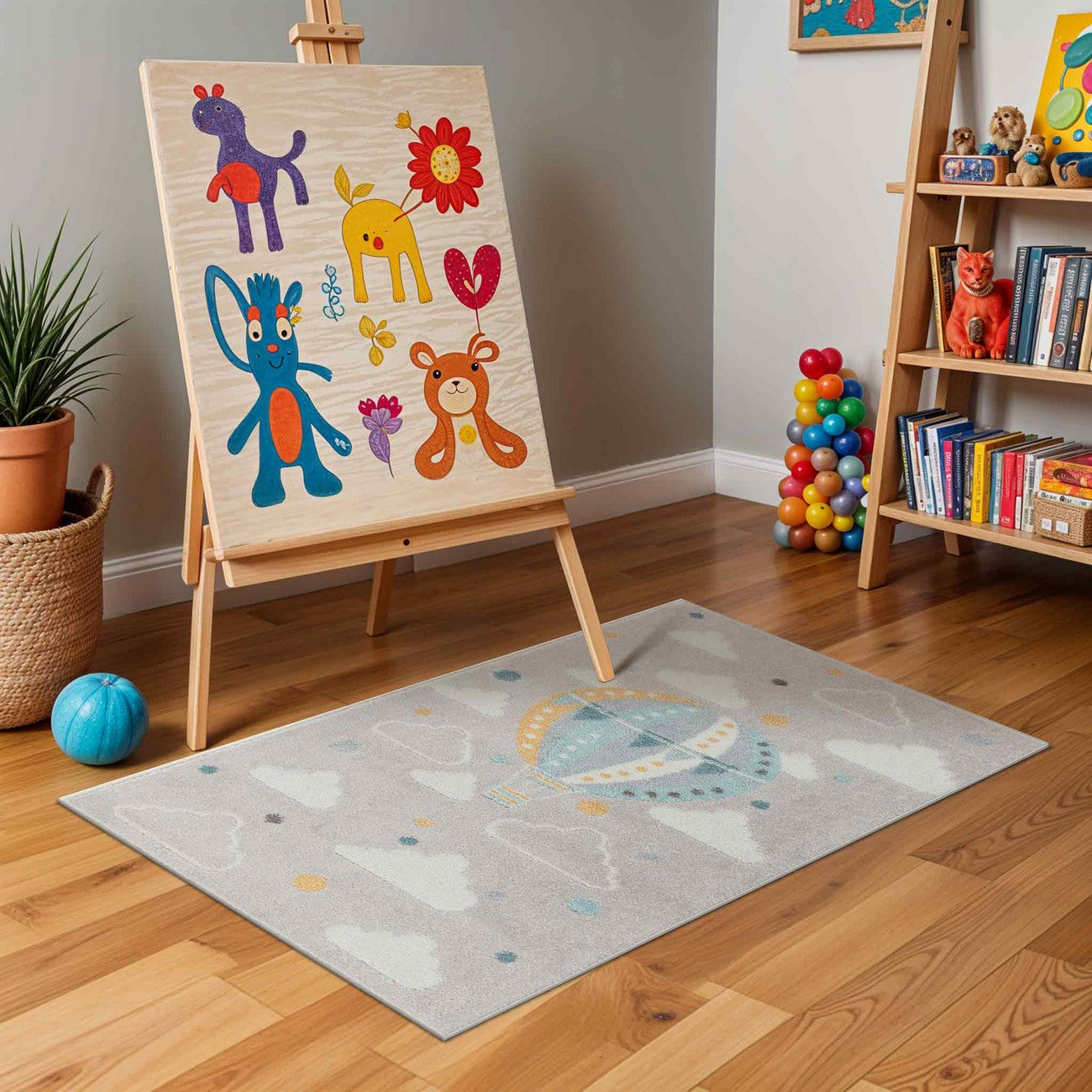 MONTY Modern Multicolour/Grey Kids Room Rug Roomscene