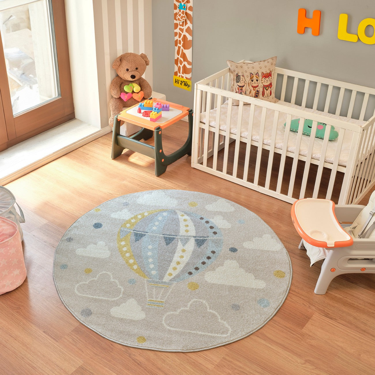 MONTY Modern Multicolour/Grey Kids Room Rug Roomscene