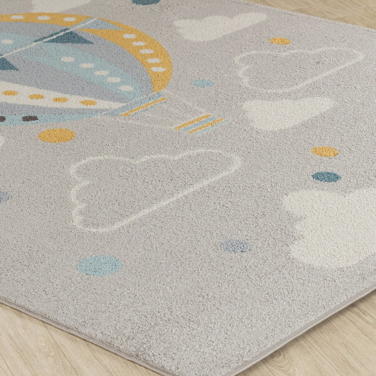 MONTY Modern Multicolour/Grey Kids Room Rug Corner