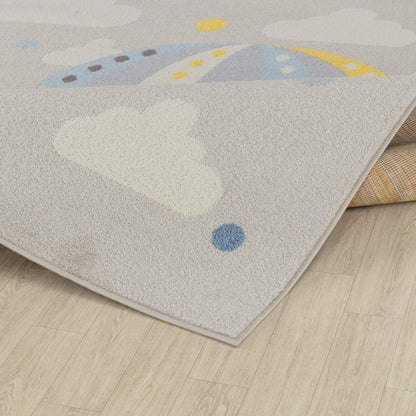 MONTY Modern Multicolour/Grey Kids Room Rug Fold