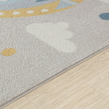MONTY Modern Multicolour/Grey Kids Room Rug Texture