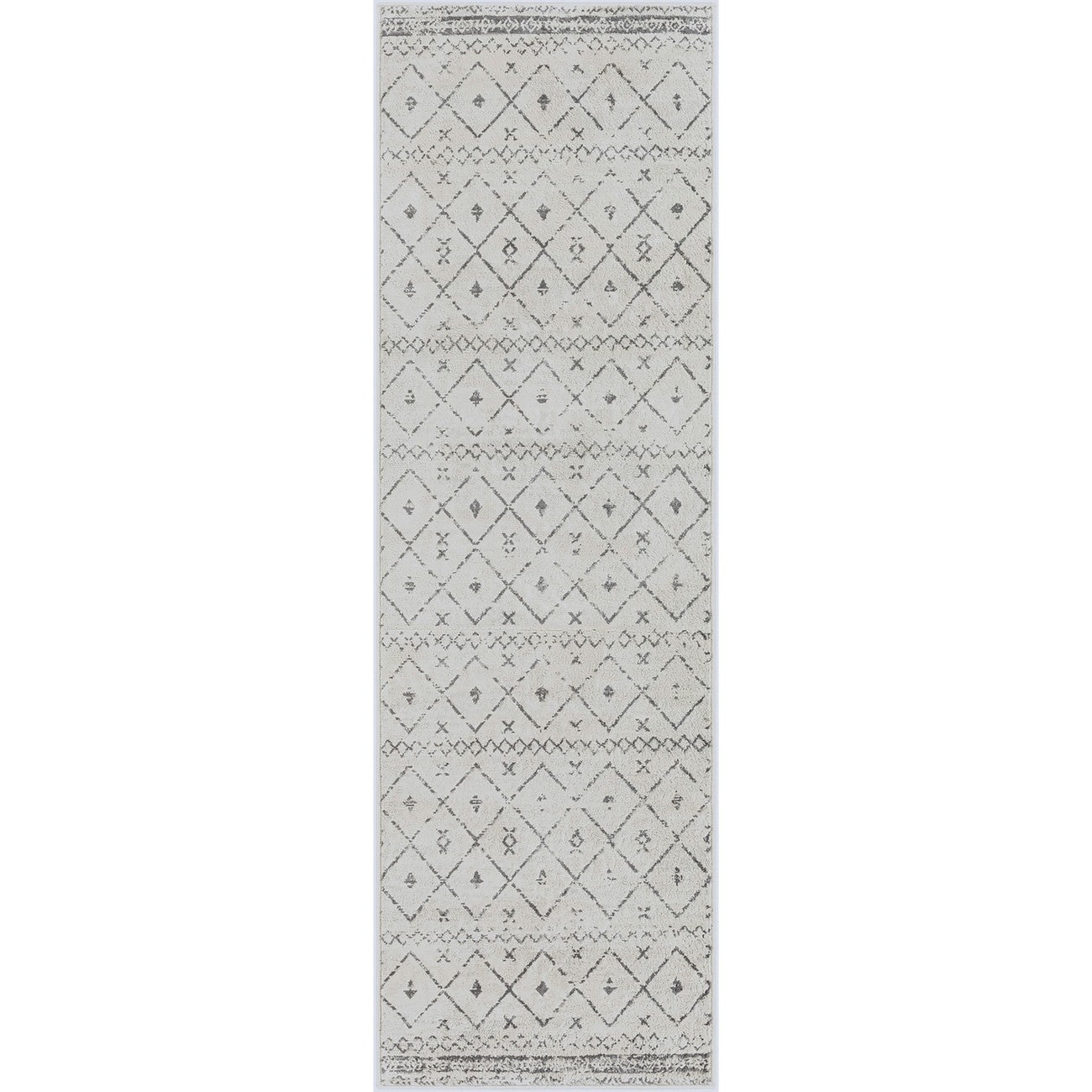 MYA Berber Geometric White Area Rug Flat