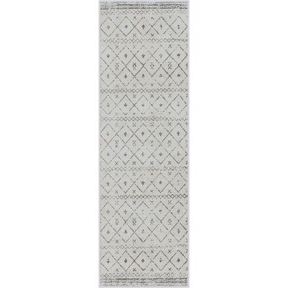MYA Berber Geometric White Area Rug Flat