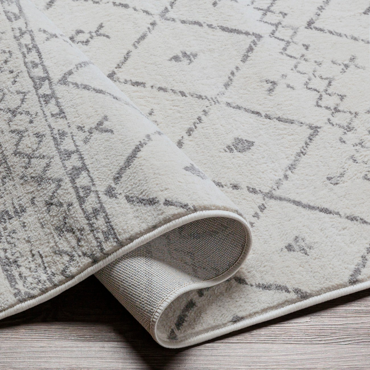 MYA Berber Geometric White Area Rug Fold