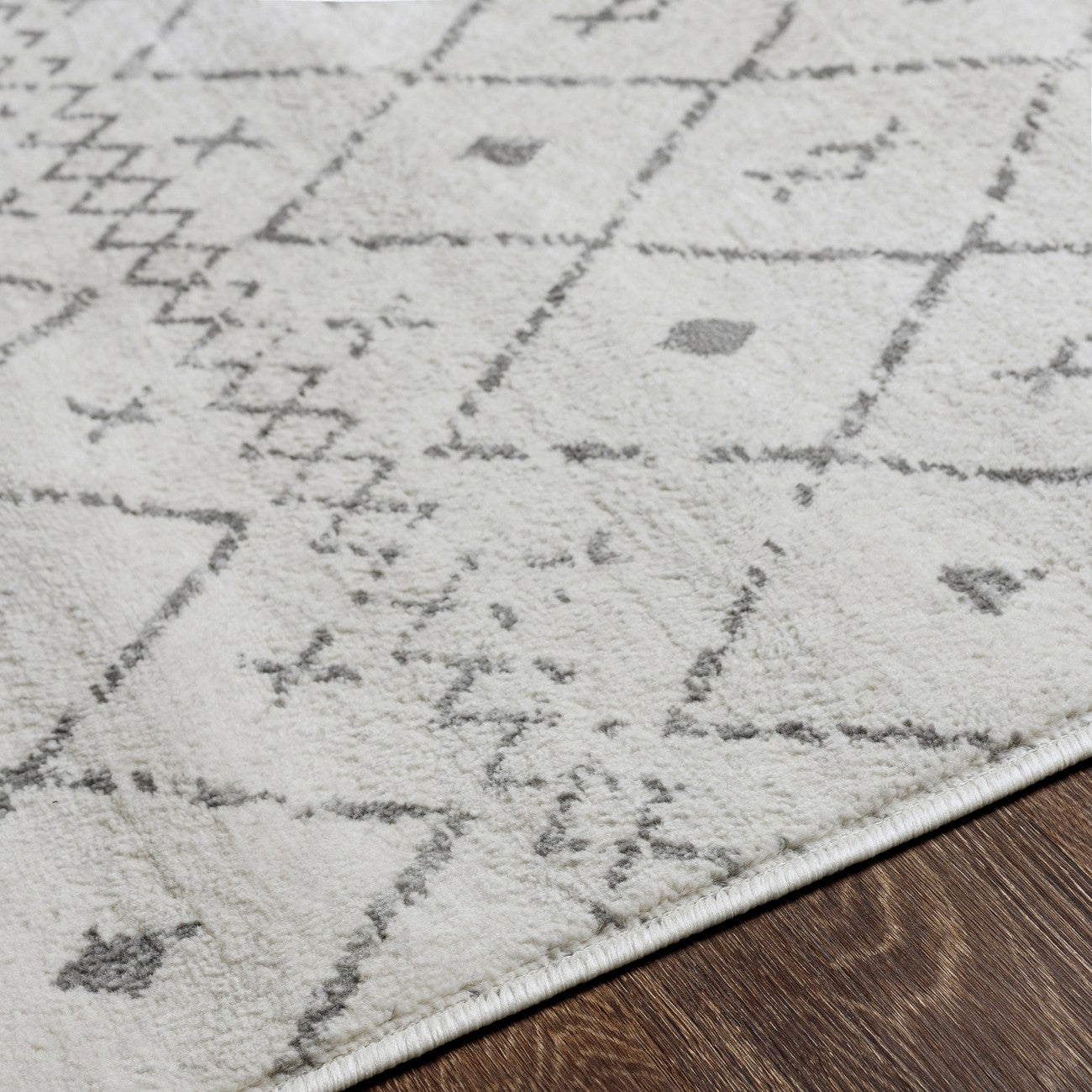 MYA Berber Geometric White Area Rug Texture