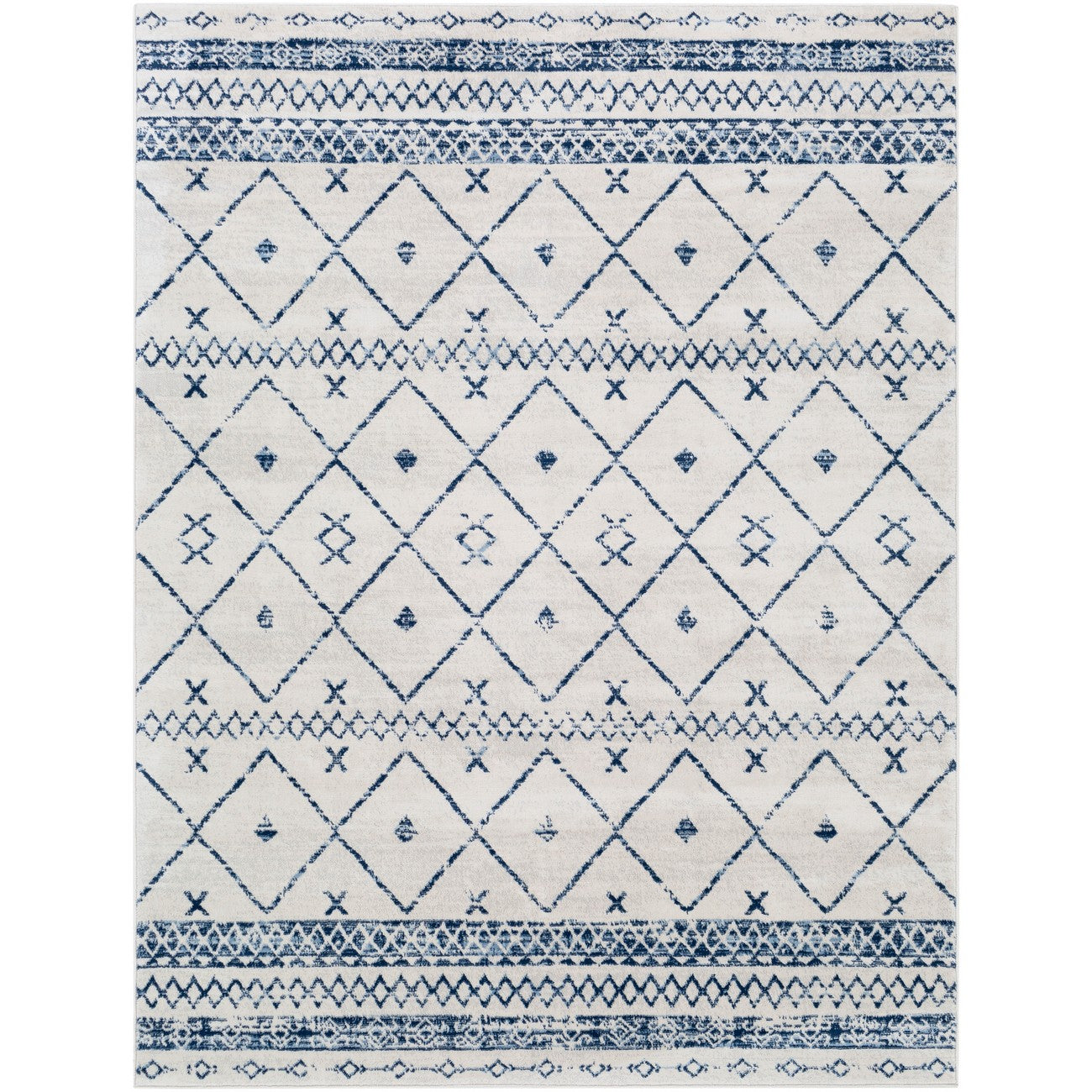 MYA Berber Modern Dark Blue Area Rug Flat