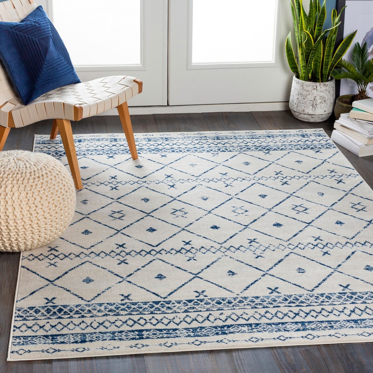 MYA Berber Modern Dark Blue Area Rug Roomscene