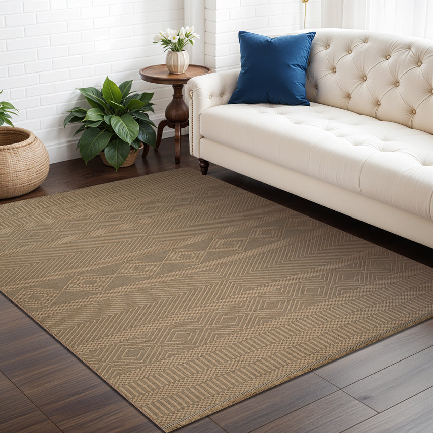Mythri Cottage Tan Machine Washable Jute Rug