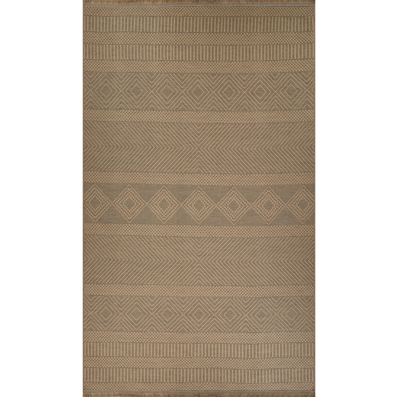 MYTHRI Cottage Tan Machine Washable Jute Area Rug Flat