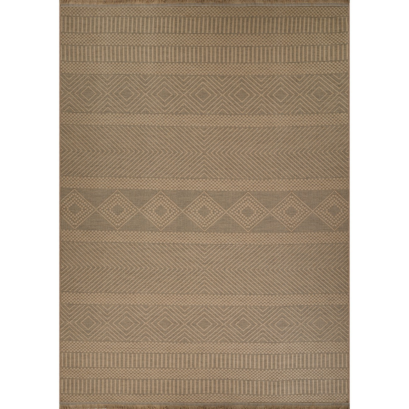 MYTHRI Cottage Tan Machine Washable Jute Area Rug Flat