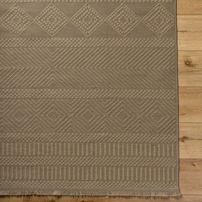 MYTHRI Cottage Tan Machine Washable Jute Area Rug Overhead