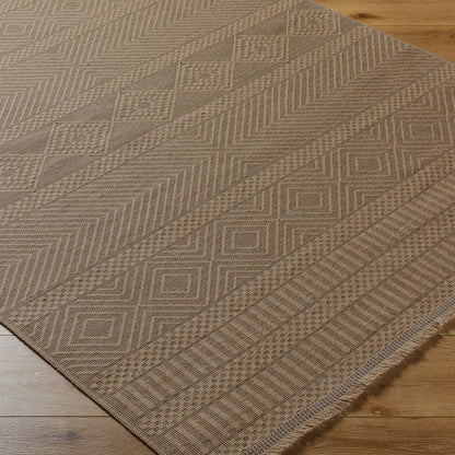 MYTHRI Cottage Tan Machine Washable Jute Area Rug Corner