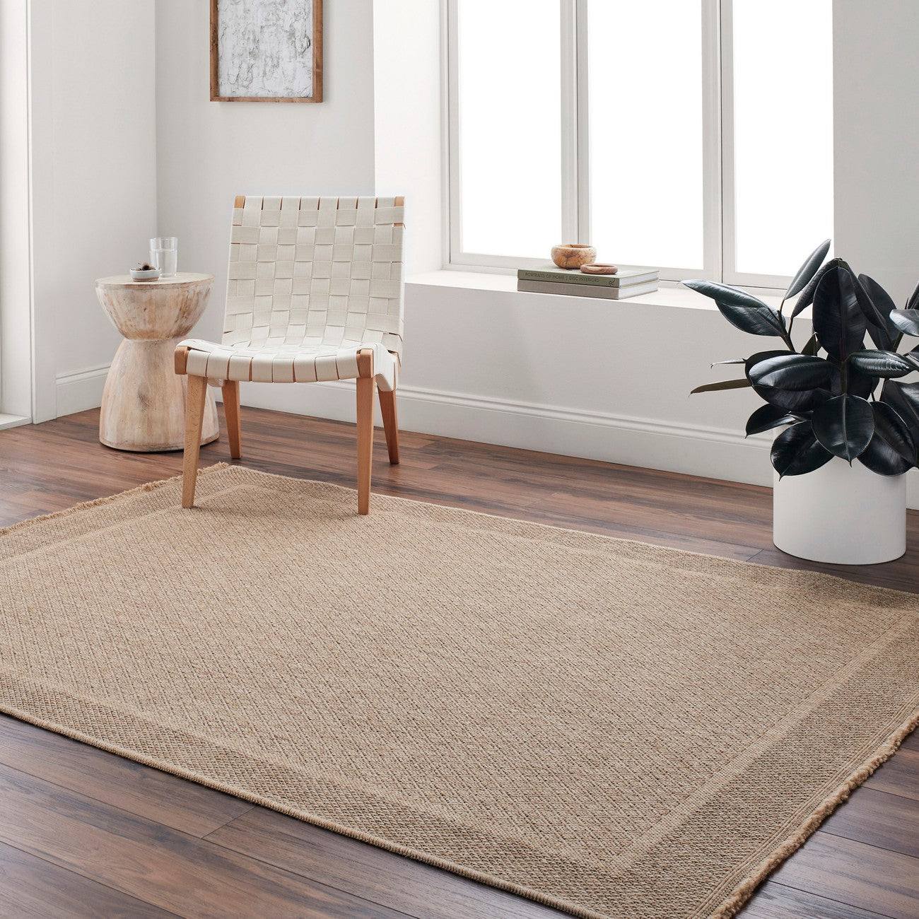 PENNY Indoor & Outdoor Cottage Jute-Look Beige Area Rug Roomscene