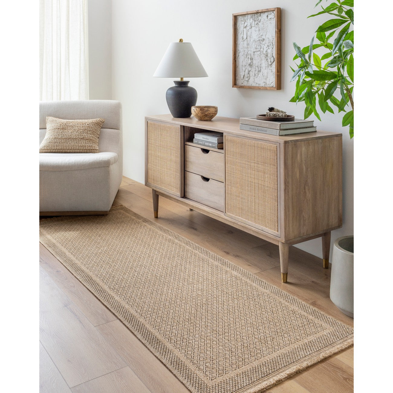 PENNY Indoor & Outdoor Cottage Jute-Look Beige Area Rug Roomscene