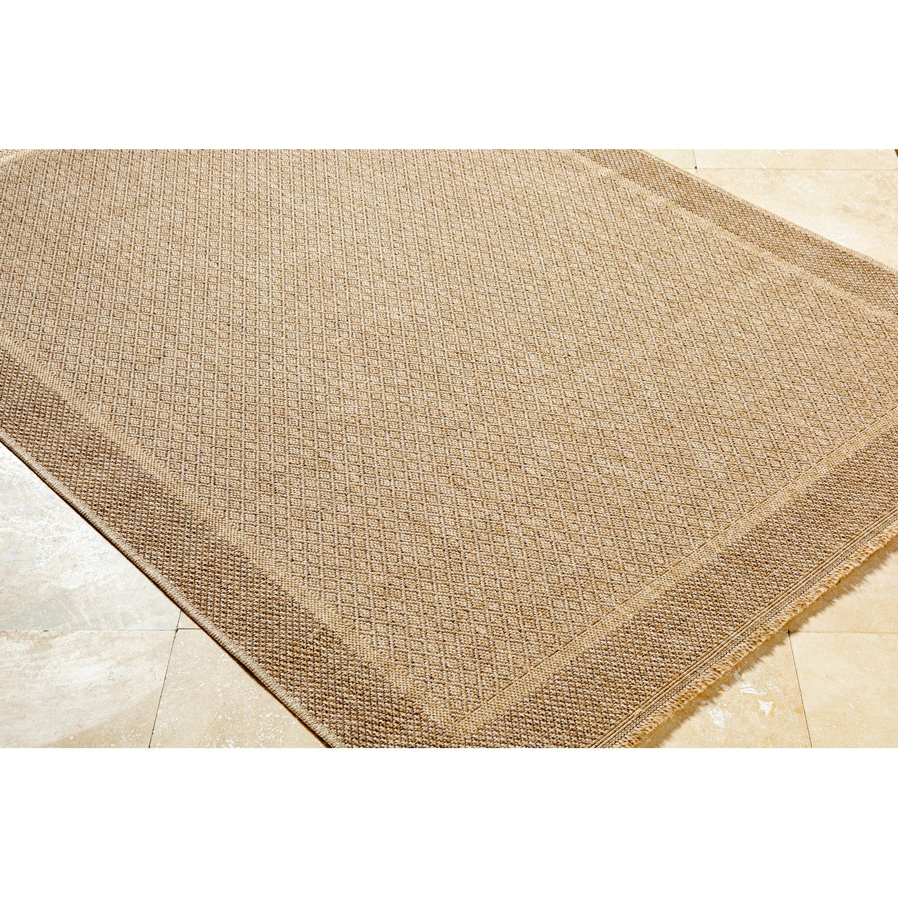 PENNY Indoor & Outdoor Cottage Jute-Look Beige Area Rug Corner